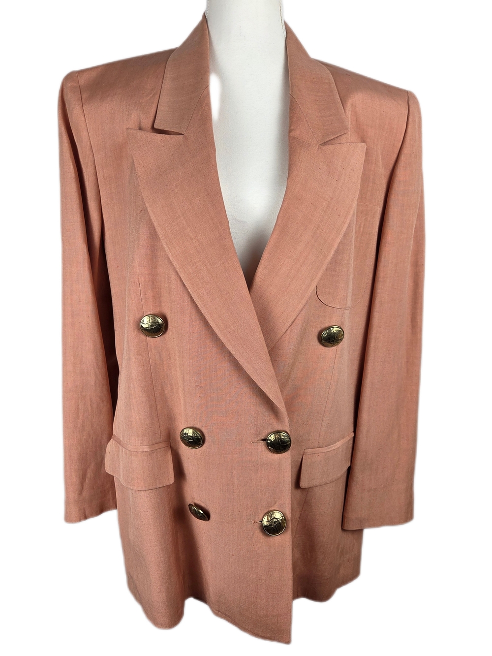 Vintage MAPA Peach Double-Breasted Silk & Linen Blazer Jacket AS IS Flawed